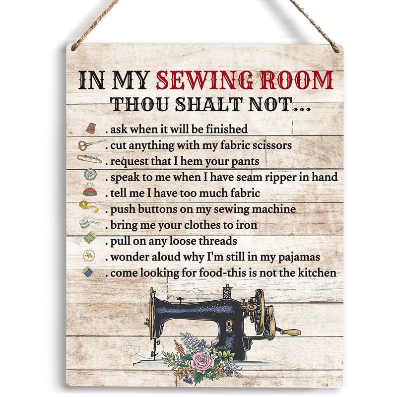 YCYD In My Sewing Room Wall Art Sewing Supplies Home Decor Wall Decor for Sewing Lovers gifts Wooden Hanging Sign Gift for Sewing Room Store Home Decor 10x8 In - Image 1