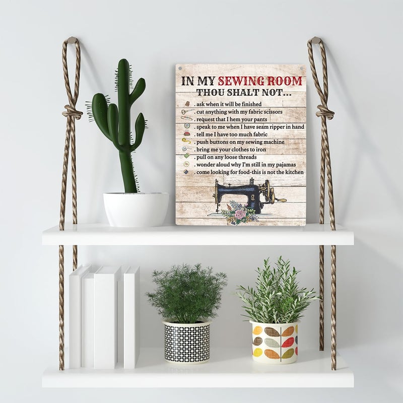 YCYD In My Sewing Room Wall Art Sewing Supplies Home Decor Wall Decor for Sewing Lovers gifts Wooden Hanging Sign Gift for Sewing Room Store Home Decor 10x8 In - Image 5