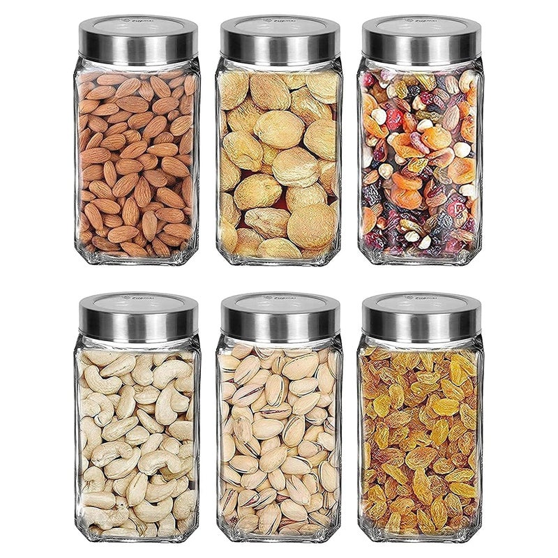 BE BENIGN Piramal Square Glass jar with Airtight See Through Steel LidCanister Jar for Kitchen Item Storage Pasta Grains Dal Tea Sugar Pickle Jar Container Kitchen jar Set Leakproof Lid800mlset of 4 - Image 4