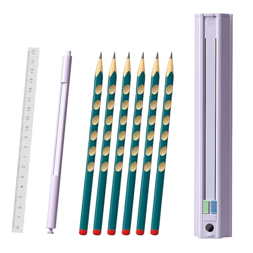 Invite Enterprise Pencil Case/Stationery Box,1 Set Portable Pen Box with 6 Pencils 1 Eraser 1 Ruler 1 Sharpener Hexagon Multi-Functional Children Pencil Holder Case Container[Multicolor] (9 in1 Pencil case) - Image 1