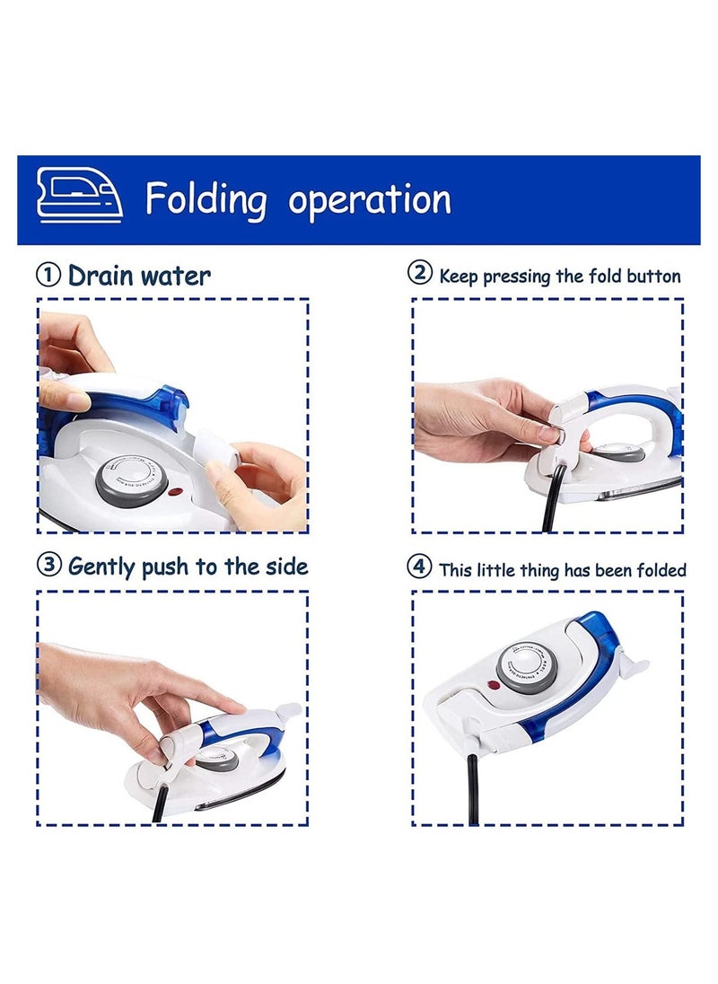 Generic - Travel Iron Portable Steam Garment Steamer Mini Handheld Iron for Clothes Non Stick Adjustable Temperature Control Small Compact Travel Steamer (White) - Image 1