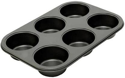 MoneySo 6 Cavity Muffin and Cupcake Pan Nonstick Brownie Cake Pan Carbon Steel bakeware for Oven Baking Gray - Image 4