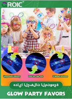 GROIC 130 PCS Glow in The Dark Party Favors, Glow Party Supplies with 10 Party Glasses, 100 Glow Sticks, 8 Finger Lights, 12 Glow Bracelets Neon Glasses for Glow Party, Carnival, Concert, Birthday  - Image 2