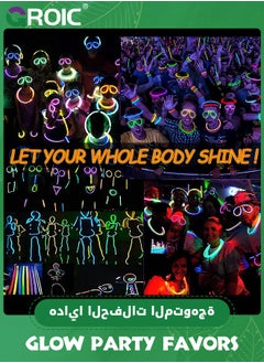 GROIC 130 PCS Glow in The Dark Party Favors, Glow Party Supplies with 10 Party Glasses, 100 Glow Sticks, 8 Finger Lights, 12 Glow Bracelets Neon Glasses for Glow Party, Carnival, Concert, Birthday  - Image 3