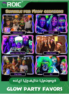 GROIC 130 PCS Glow in The Dark Party Favors, Glow Party Supplies with 10 Party Glasses, 100 Glow Sticks, 8 Finger Lights, 12 Glow Bracelets Neon Glasses for Glow Party, Carnival, Concert, Birthday  - Image 4