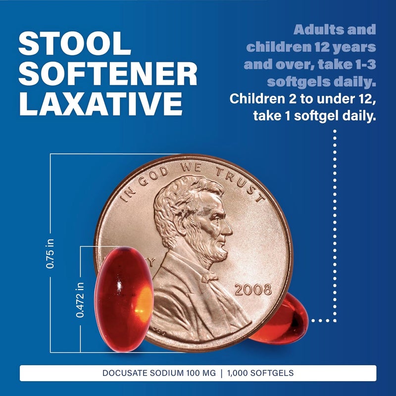 Major Pharmaceuticals MAJOR Docusate Sodium 100 mg  Stool Softener Tablets for Constipation Relief  Helps Stop Constipation  Stool Softeners for Women Men and Kids Ages 12  100 Tablets 1 Pack - Image 3