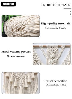 DUNISO Macrame Wall Hanging, Hand Woven Boho Tapestry, Home Wall Decor, Geometric Woven Hanging Tapestry with Long Tassel for Bedroom Living Room Apartment Wedding Party  - Image 2