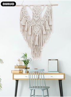DUNISO Macrame Wall Hanging, Hand Woven Boho Tapestry, Home Wall Decor, Geometric Woven Hanging Tapestry with Long Tassel for Bedroom Living Room Apartment Wedding Party  - Image 3