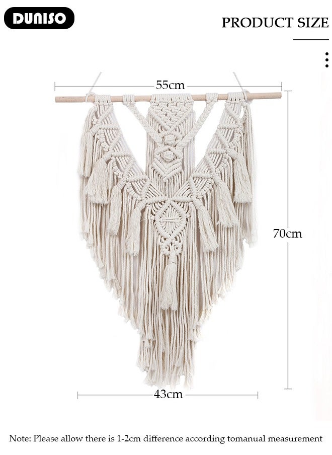 DUNISO Macrame Wall Hanging, Hand Woven Boho Tapestry, Home Wall Decor, Geometric Woven Hanging Tapestry with Long Tassel for Bedroom Living Room Apartment Wedding Party  - Image 4