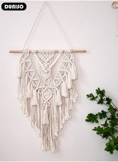 DUNISO Macrame Wall Hanging, Hand Woven Boho Tapestry, Home Wall Decor, Geometric Woven Hanging Tapestry with Long Tassel for Bedroom Living Room Apartment Wedding Party  - Image 5