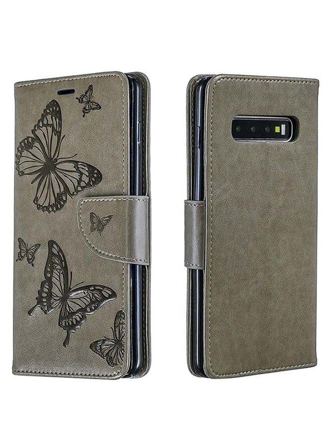 NIBEMINENT Flip Case Cover For Samsung Galaxy S10 Plus Grey - Image 1