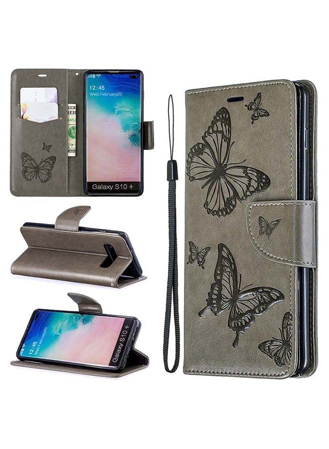 NIBEMINENT Flip Case Cover For Samsung Galaxy S10 Plus Grey - Image 2