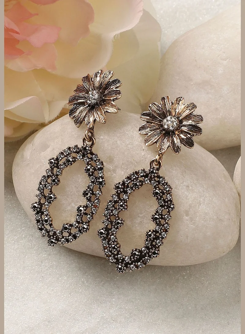 SOHI Gold Plated Designer Stone Party Wear Drop Earring For Women