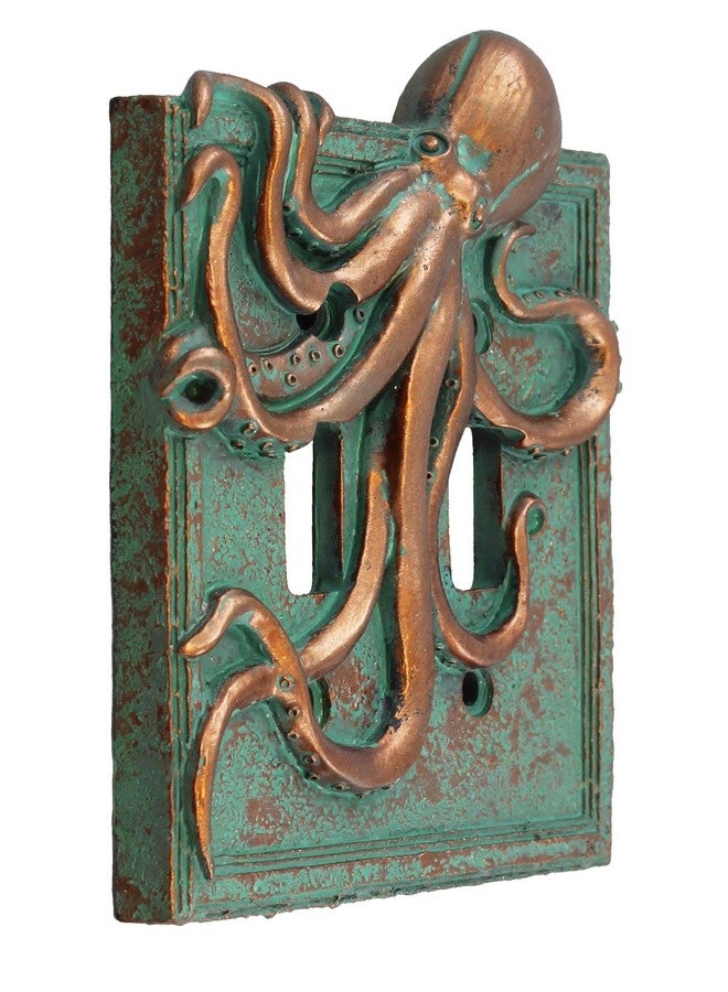 Top Brass Large Octopus/Kraken Electrical Cover Wall Plate Bronze/Verdigris Finish - Single Switch, Double, Rocker, Outlet (Double Switch) - Image 2
