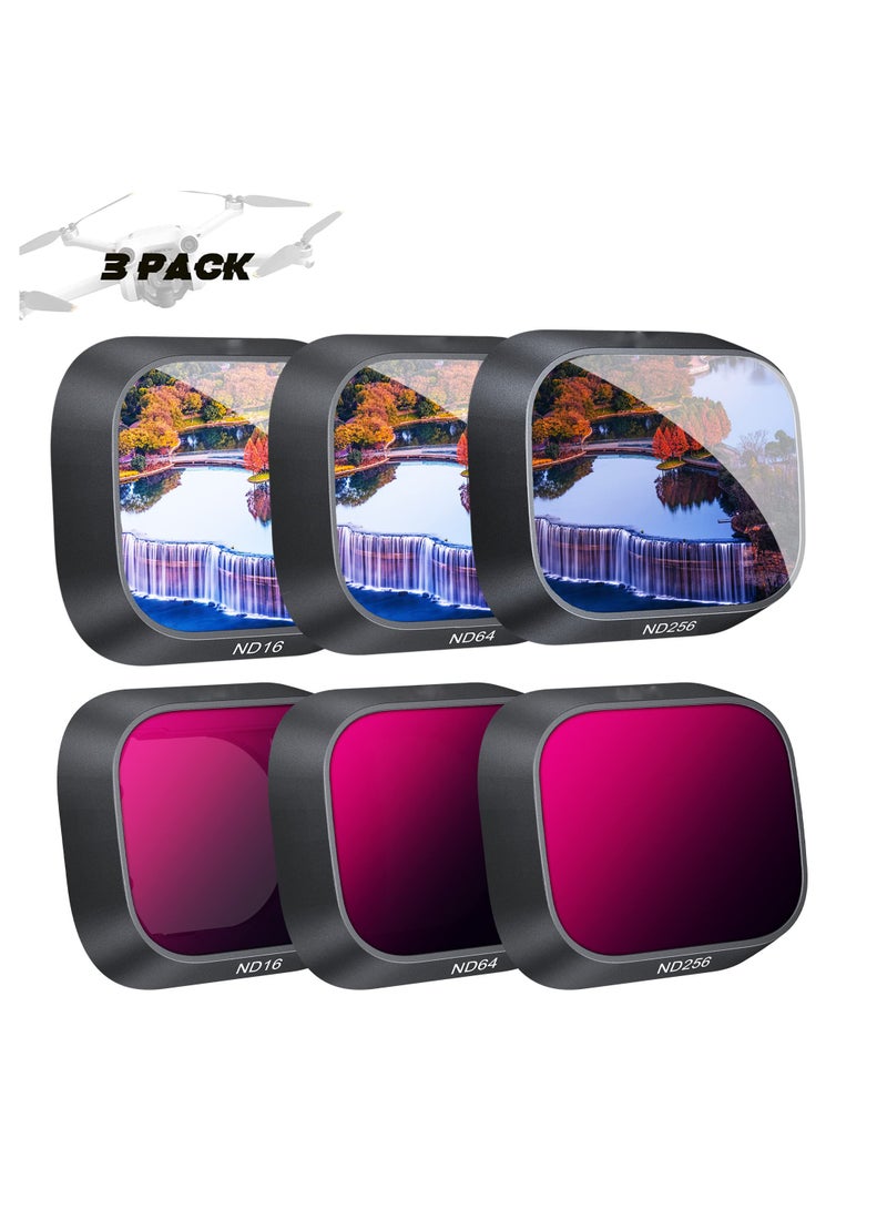 KASTWAVE Drone Accessories ND Filters Compatible with DJI Mini 3 Pro/RC, Multi Coated Filters 3 Pack Standard ND16+ND64+ND256 Beautify Photography Lens Filter - Image 1