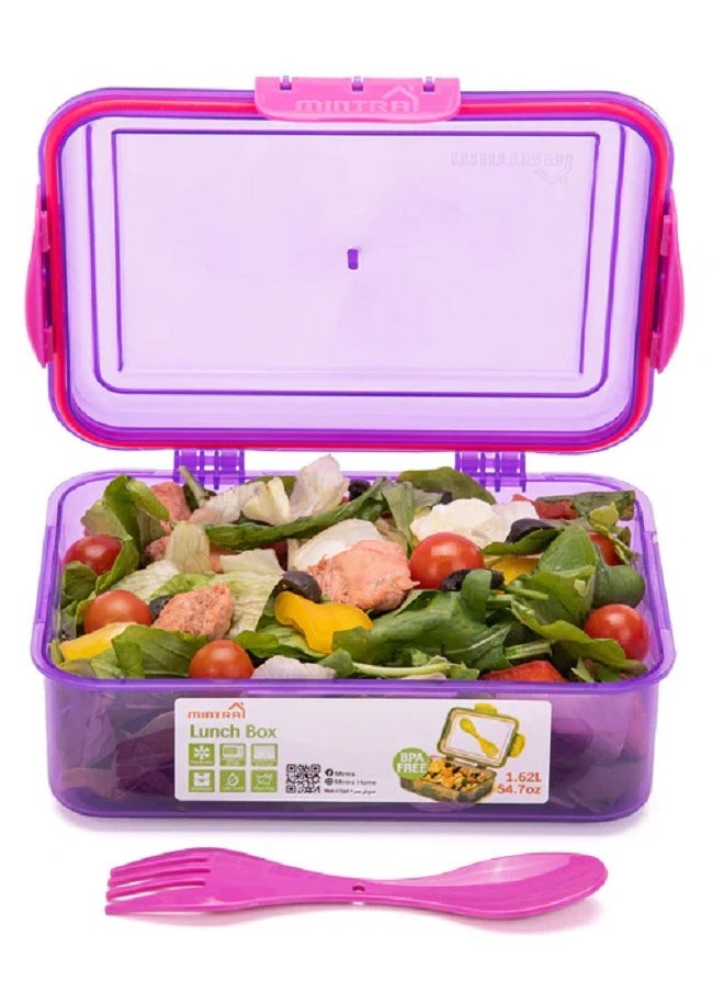 Mintra Mintra Plastic Lunch Box With Fork and Spoon 1.62 L - Purple  - Image 1