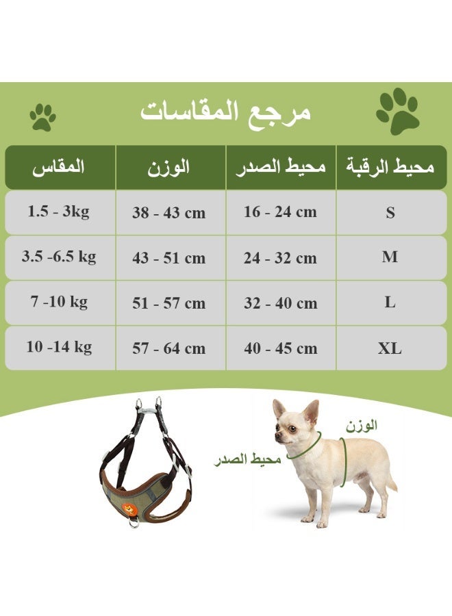 لابيت حزام كلب مع مقود بطول 1.5 متر للمشي، حزام صدر قابل للتعديل مع شرائط عاكسة للكلاب الصغيرة أو المتوسطة أو الكبيرة (أخضر) - Image 5