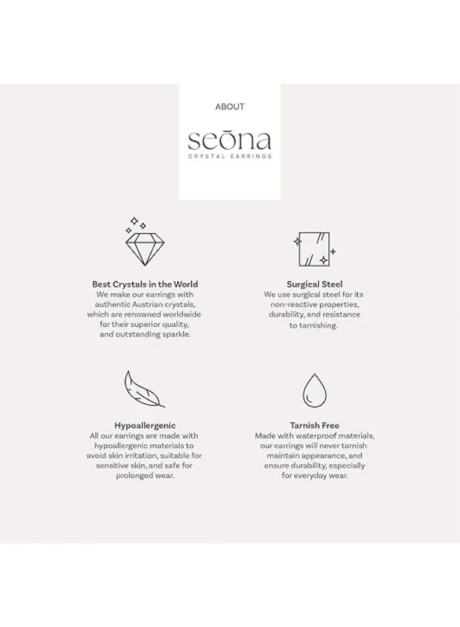 سيونا أقراط كريستال سيمفونية صوفيا بقطع وسادة  مم للنساء - فضي ليلي