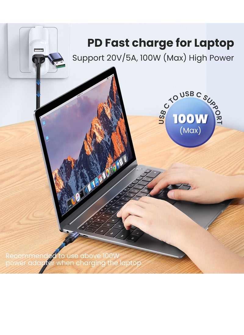 100W USB C to Multi Charging Cable, QC 5A 2-in-1 USB A to C PD Port and 3-in-1 Braided Fast Charging Cord, with Type C/Micro Connectors, Universal Sync Charger Adapter for Laptop/Tablet/Phone