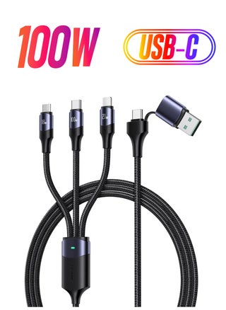 100W USB C to Multi Charging Cable, QC 5A 2-in-1 USB A to C PD Port and 3-in-1 Braided Fast Charging Cord, with Type C/Micro Connectors, Universal Sync Charger Adapter for Laptop/Tablet/Phone - pzsku/Z16D3DA03EB11F1F36245Z/45/_/1738266801/1d87e992-4b3c-4da8-a8af-c4fa77089f71