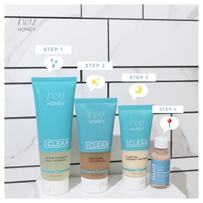 Hey Honey Skincare Be Clear Acne Routine | Daily Active Cleansing Face Wash | Youth & Young Adults, Blemishes Prone | Propolis & Gentle Exfoliating Acids | Fast & Long Lasting Oil Control | 5 fl oz - Image 5
