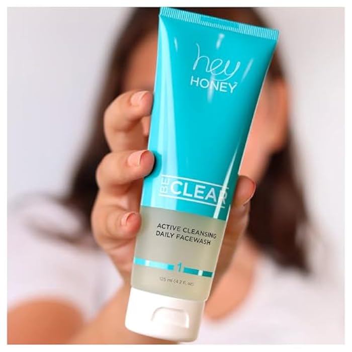 Hey Honey Skincare Be Clear Acne Routine | Daily Active Cleansing Face Wash | Youth & Young Adults, Blemishes Prone | Propolis & Gentle Exfoliating Acids | Fast & Long Lasting Oil Control | 5 fl oz - Image 4