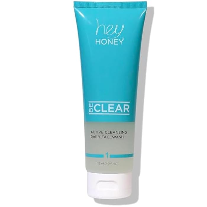 Hey Honey Skincare Be Clear Acne Routine | Daily Active Cleansing Face Wash | Youth & Young Adults, Blemishes Prone | Propolis & Gentle Exfoliating Acids | Fast & Long Lasting Oil Control | 5 fl oz - Image 1