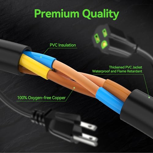 ecjtu Power Extension Cord 0.5FT/6Inch(2 Pack), Short 3 Prong Electric Extension Cable Outlet Saver, Single Outlet, Heavy Duty, Waterproof, Flexible, 16 AWG, 13A 125V, Extender Wires with 15 Cable Ties - Image 4
