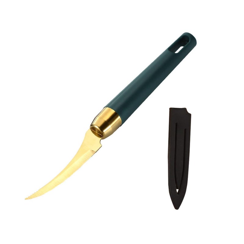 Multifunctional Shrimp Peeler And Cleaner With Gold Plated Blade Dark Green Handle - Image 2