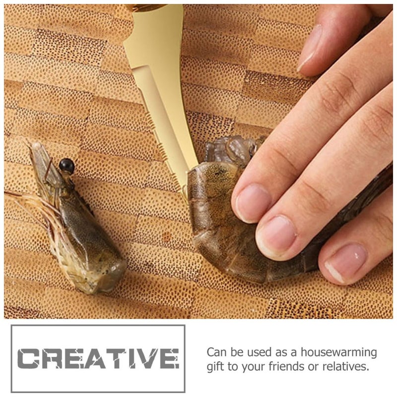 Multifunctional Shrimp Peeler And Cleaner With Gold Plated Blade Dark Green Handle - Image 5