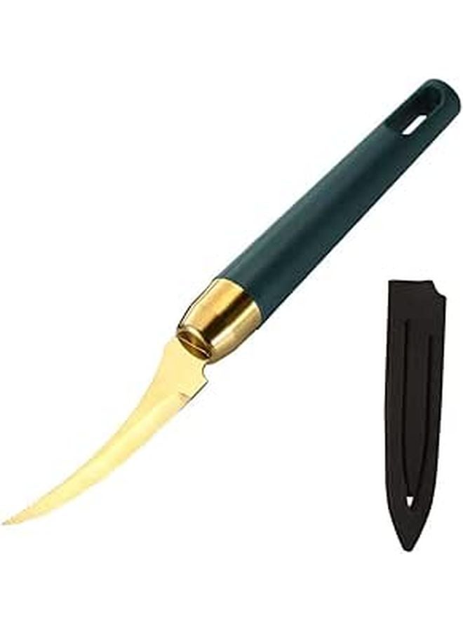 Multifunctional Shrimp Peeler And Cleaner With Gold Plated Blade Dark Green Handle - Image 1