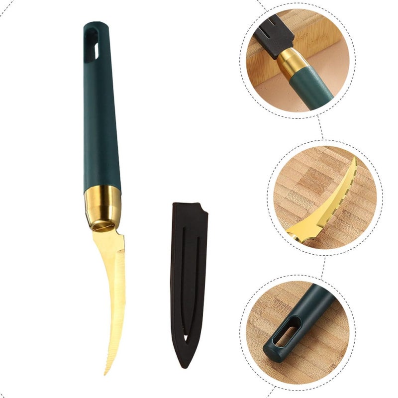 Multifunctional Shrimp Peeler And Cleaner With Gold Plated Blade Dark Green Handle - Image 4