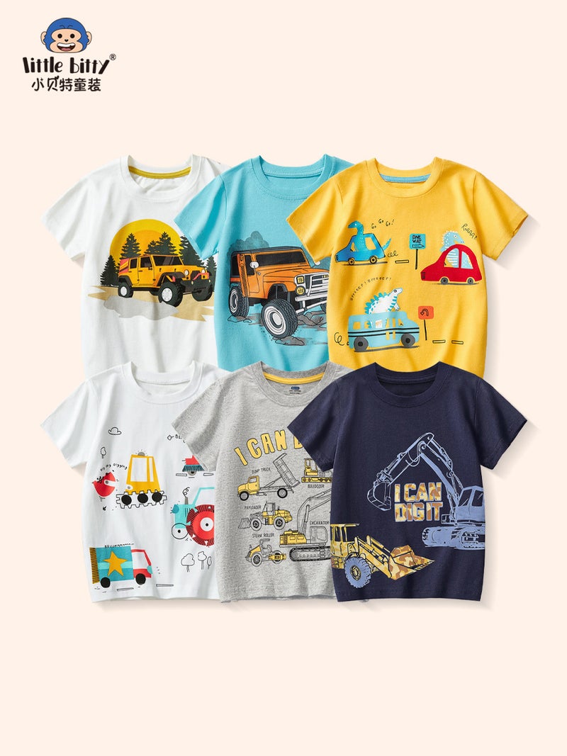 Boys T-Shirt Summer Cartoon Excavator Short Sleeve T-Shirt Boys Cotton T-Shirt Short Sleeve Top 2025 Style - Image 2