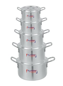 Royal Cuisine Royal Cuisine Aluminium Cookware Set 2x6 – 5 Pcs Stock Pot Set with Lids, Durable High-Grade Aluminium, Shiny Metal Finish, Dishwasher Safe, Stackable Design, Sizes 20-30 cm (3.8-12.2 Ltr)  - Image 3