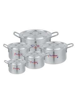 Royal Cuisine Royal Cuisine Aluminium Cookware Set 2x6 – 5 Pcs Stock Pot Set with Lids, Durable High-Grade Aluminium, Shiny Metal Finish, Dishwasher Safe, Stackable Design, Sizes 20-30 cm (3.8-12.2 Ltr)  - Image 1