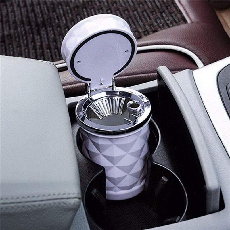 Oshotto Fire Proof Car Cigarette Diamond Design Ashtray for All Cars (White) - Image 4