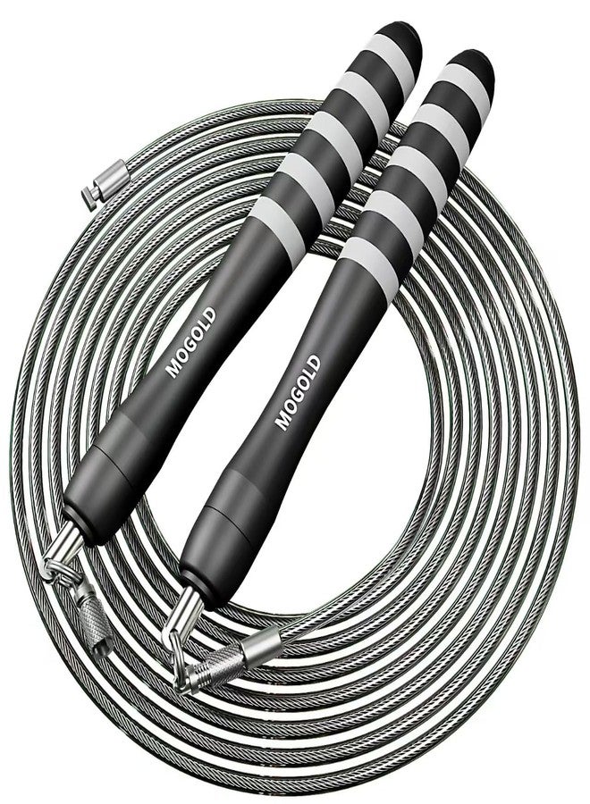 MOGOLD Jump Rope For Men/Women/Kids- Fast Clip Design Skipping Rope With Extra Weight Blocks -Speed Jump Rope 2mm Thick 10Ft Long for Crossfit/Double Unders - 5mm Thick 9.8Ft Long Rope Jumping PVC - Image 1