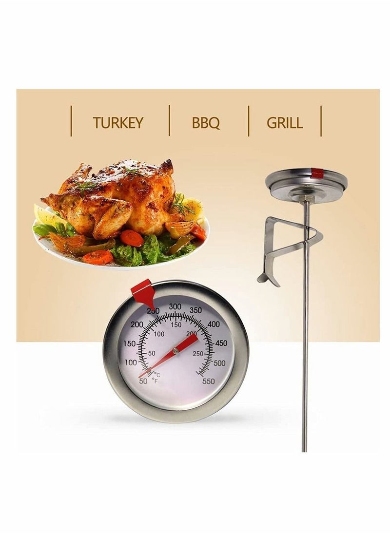 Deep Fry Thermometer with Instant Read, Dial Thermometer, 12 Inch Stainless Steel Stem Meat Cooking Best for Turkey BBQ, Tall pots, Beef, Lamb, Meat, Food - Image 3