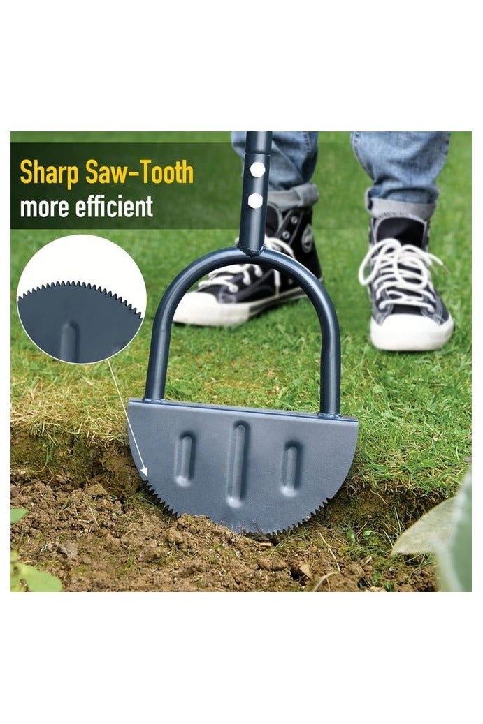 Edger Saw-Tooth, Edger Half Moon Lawn Edger with T-Grip, Sidewalk Grass Long Handled Step Edger - Image 1