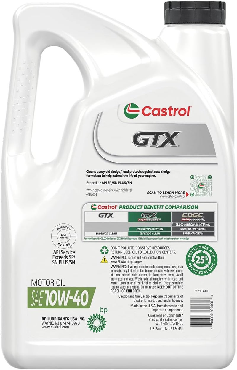 Castrol زيت محرك كاسترول جي تي إكس 10W40 التقليدي 5 كوارتات - Image 3