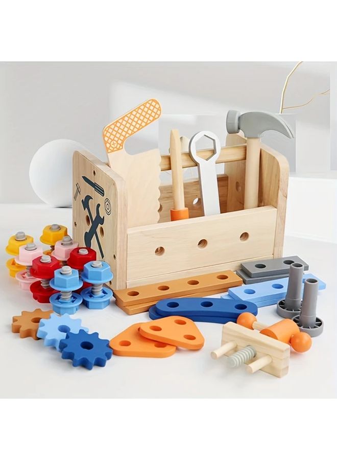 51 قطعة طاولة أدوات لعبة تعليمية للأطفال مجموعة ألعاب بناء خشبية متعددة الوظائف - Image 4