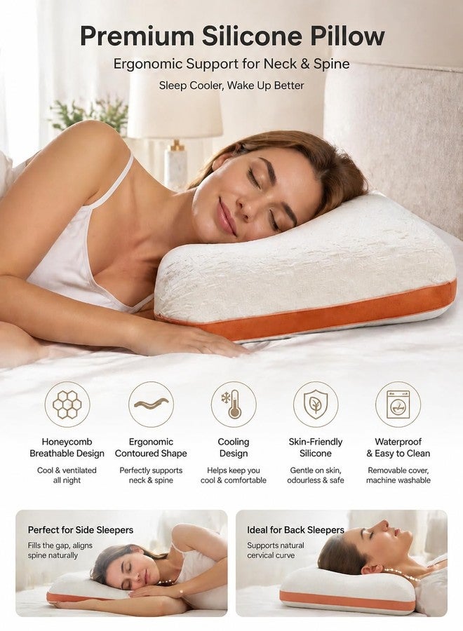 ASRIO Silicone Pillow, Flat Bread Shape, Medium Firm Support, Breathable Cooling, Washable & Quick Dry, (Standard Size, (Bread Pillow)) - Image 3