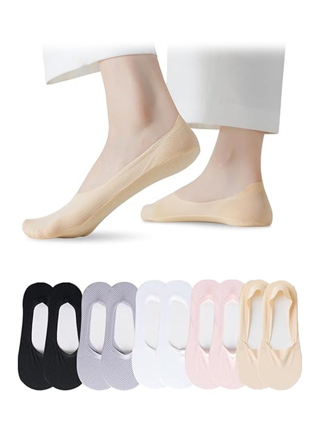 Generic 5 pairs Women No Show Socks Ultra Low Cut Liner Socks Ice Feeling socks Non Slip Liner Invisible Hidden Thin Socks  - Image 1