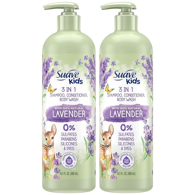 Suave Kids 3-in-1 Shampoo With 100% Natural Lavender - Tear-Free Shampoo, Conditioner, and Body Wash for Kids, 16.5 Fl Oz (Pack of 2) - Image 2