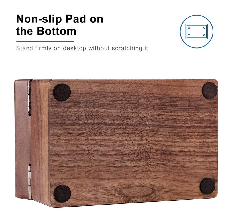 MaxGear Business Card Holder for Desk, 2.2" x 3.5" Walnut Wood Business Card Organizer, Index Cards Box Holds 300 Cards, 3 Divider Boards, Includes A-Z Tabs, Desktop Organizers for Office & Home - Image 5