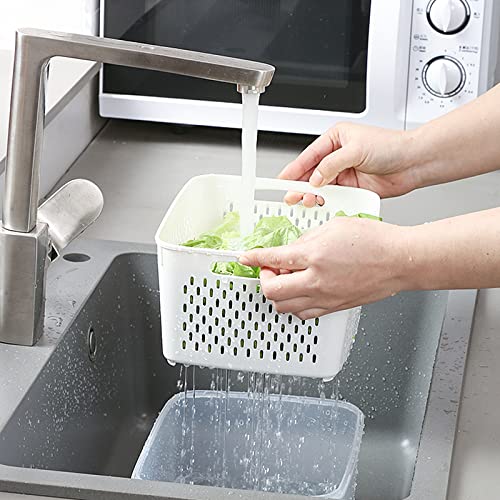 Ronanemon 3Pack Fridge Food Storage Container Set with Lids with Strainer, Fruit Vegetable Storage Containers Keep Fruits, Vegetables, Berry, Meat Fresh longer, BPA-Free Plastic Produce Keepers - Image 2