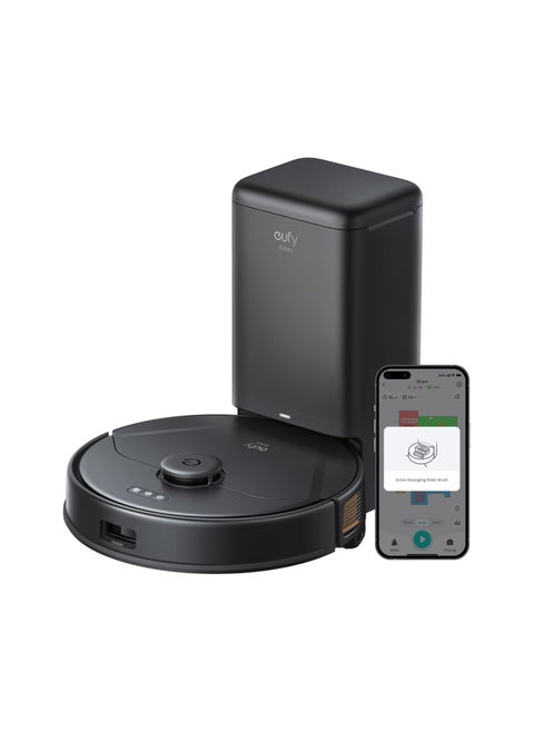 مكنسة كهربائية روبوتية eufy Clean X8 Pro مزودة بممسحة ومحطة ذاتية التفريغ، وشفط Twin-Turbine™ 2×4000Pa، وفرشاة دوارة Active Detangling™، ونظام iPath™ للملاحة بالليزر لشعر الحيوانات الأليفة