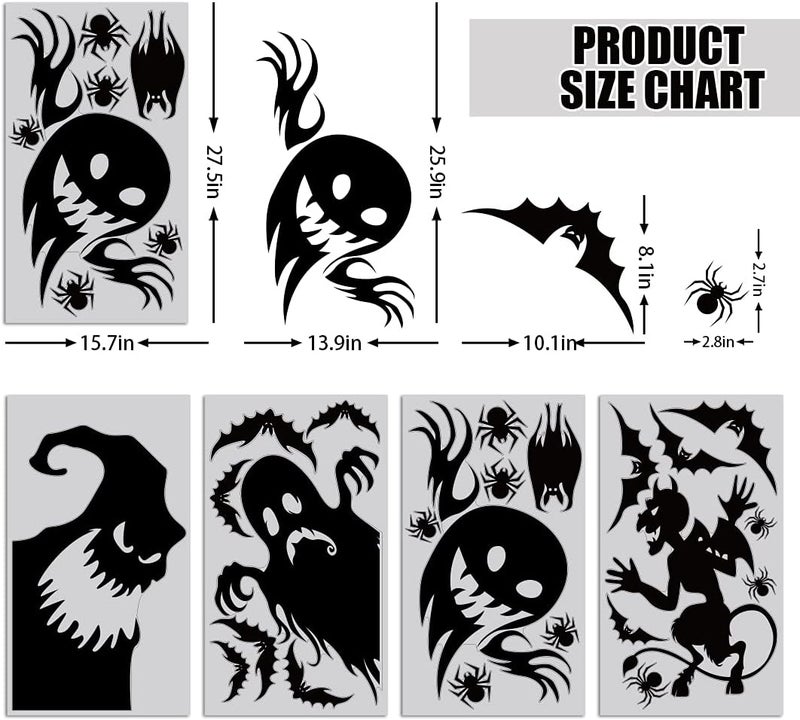 CCINEE Halloween Window Cling Sticker,Giant Spooky Monster Silhouette Window Decal for Halloween Party Decoration,4 Sheet - Image 2
