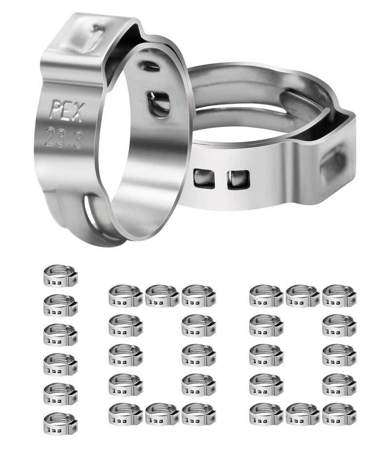 100 Pack 34 PEX Cinch Clamps Stainless Steel Single Ear Hose Clamps