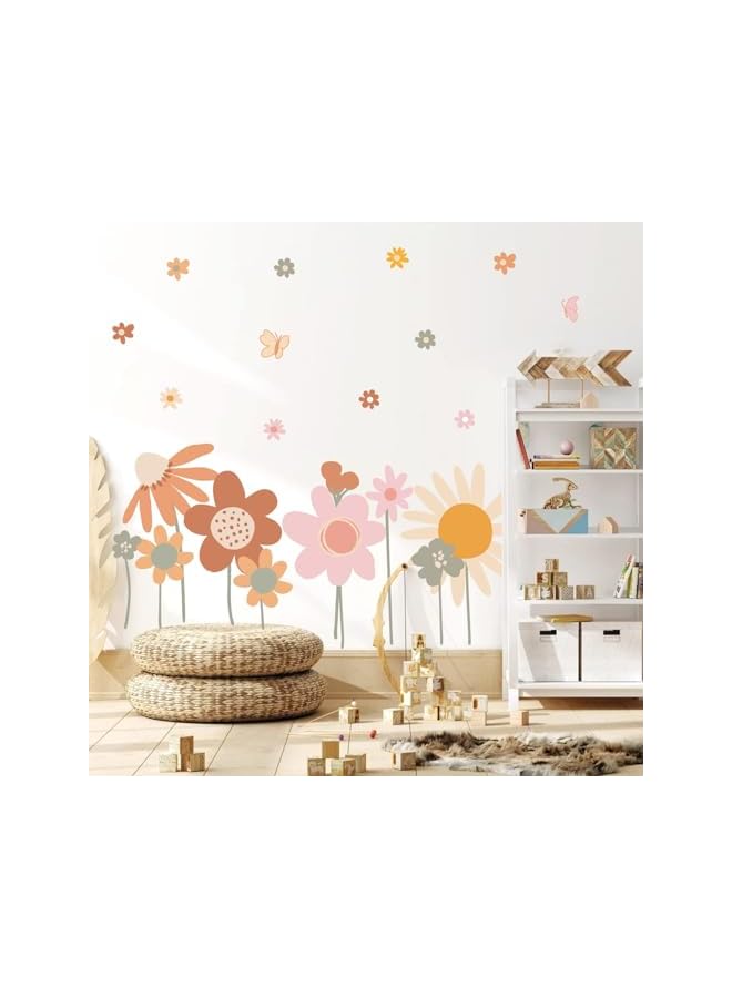 S-TOP Flower Wall Stickers - Aesthetically Pleasing Daisy Decals, PVC Waterproof Self - Adhesive Floral Retro Wall Art for Bedroom, Living Room, TV Wall, Office - Large Home Decoration - Image 2
